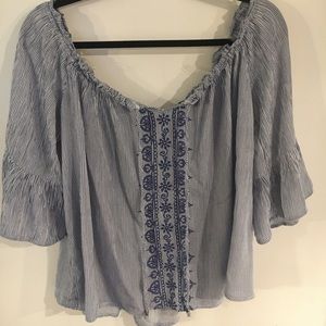 Blue and White striped blouse